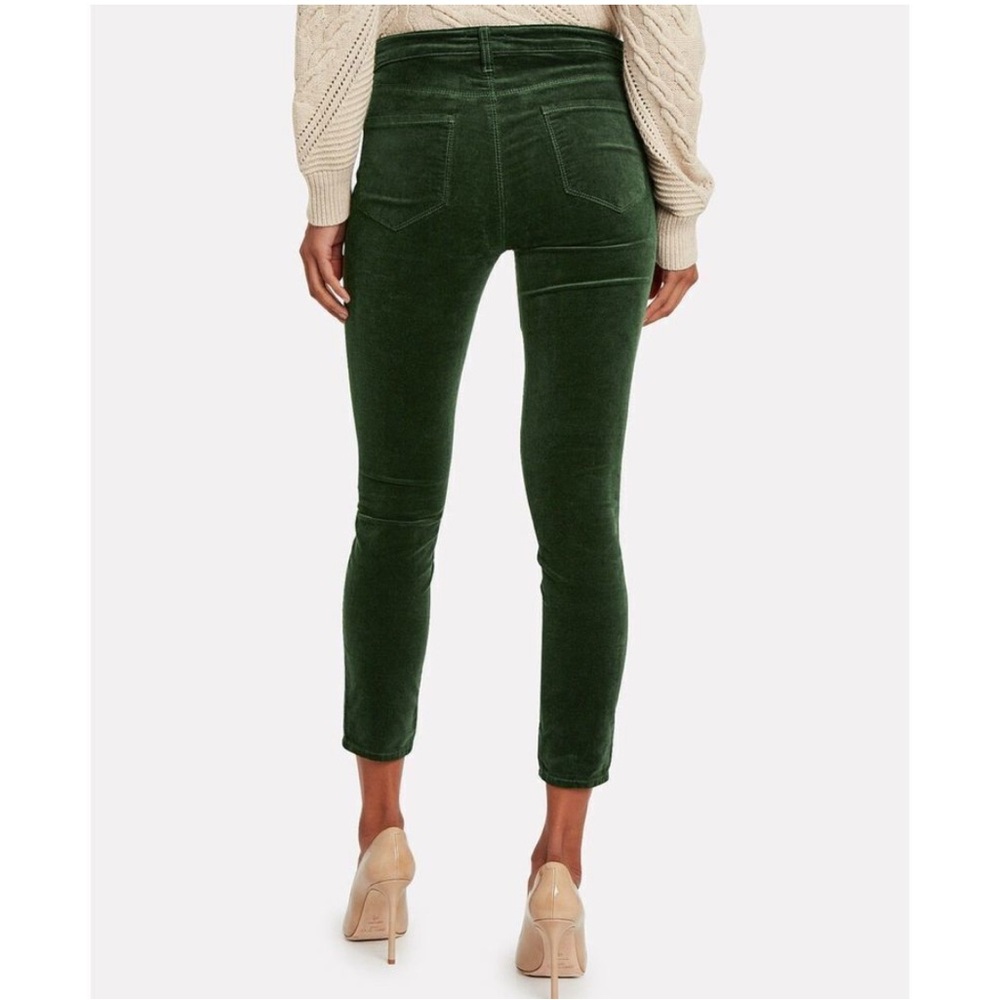 L'AGENCE Margot Green Velvet Skinny Cropped Pants - Picture 3 of 11